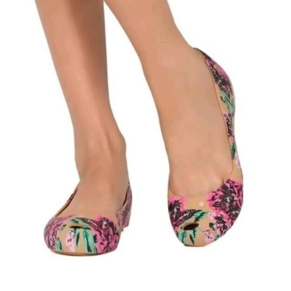 Melissa Ultragirl 3DB Flygirl Collection Women Peep Toe Floral Slip On Flats 5 - Picture 1 of 12